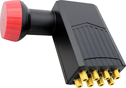 Megasat Diavolo Octo LNB – Universal LNB (geeignet für 8 Teilnehmer, vergoldete F-Anschlüsse, für höchste Ansprüche, 0,1 dB Rauschmaß) – Schwarz/Rot