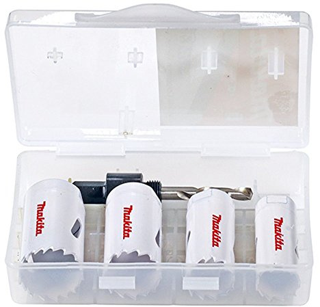 Makita Lochsägen-Set 22 25 29 32 mm + Adapter + Bohrer D-33641