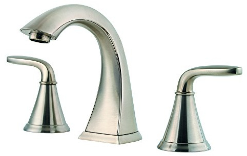 Pfister Pasadena 8 inch Widespread 3 Hole Bathroom Sink Faucet with 2 Handles, Brushed Nickel Finish, Push & Seal Drain, Water-Efficient WaterSense Certified LF049PDKK