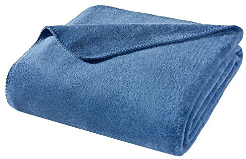 WOHNWOHL® Kuscheldecke (150x200cm) • Weiche Tagesdecke • Sofadecke • Wohndecke • Schlafdecke • Oeko-Tex zertifizierte Baumwolldecke • Samtig weiche Decke • Farbe: Kobalt