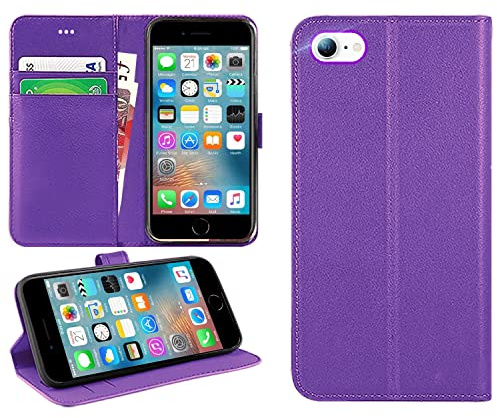 For iPhone SE 2022/SE 2020/8/7 Case Flip Wallet [Card Holder] | Magnetic Closure, Kickstand, PU Leather Phone Cover 4.7 inch, PURPLE