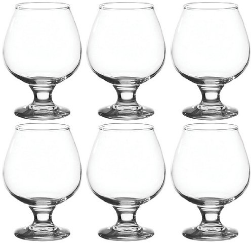 Set of 6 Large 390ml Stemmed Brandy Glasses