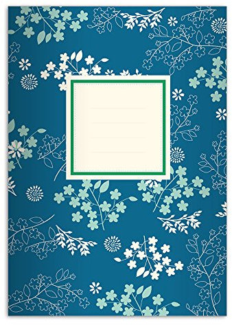 Kartenkaufrausch 2 Florale DIN A4 Schulhefte, Rechenhefte, blau Lineatur 7 (Kariertes Heft)