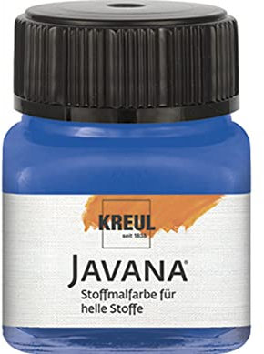KREUL 90907 - Javana Stoffmalfarbe für helle Stoffe, 20 ml Glas in royalblau, geschmeidige Farbe auf Wasserbasis mit cremigem Charakter, dringt fasertief ein, waschecht nach Fixierung