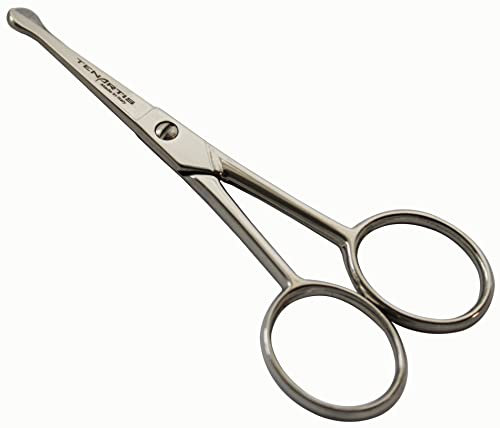 Forbici con Punte Arrotondate per Barba, Baffi, Peli Naso e Toelettatura - Tenartis Made in Italy (Acciaio ad alto tenore di carbonio)
