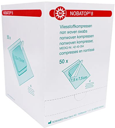 Nobatop 8 kompressen 7,5 x 7,5 cm steriel, 50 x 2 stuks