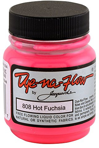 Jacquard Dye-Na-Flow Hot Fuchsia Liquid Fabric Paint, High Flow Acrylic Ink for Silk Painting, Textile Art, Wood Staining and Crafts, 66.54ml
