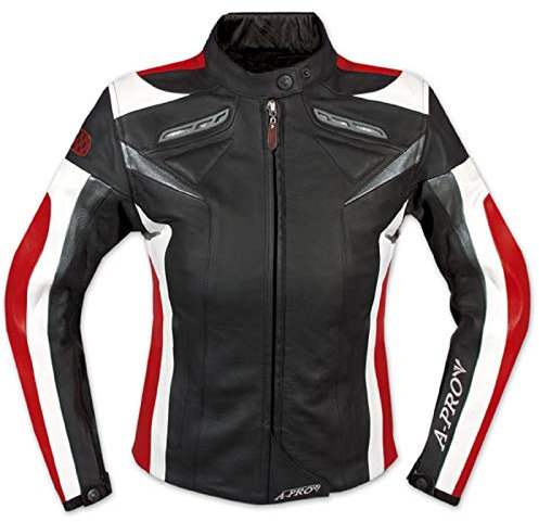 A-Pro Giacca Pelle Moto Donna Protezioni CE Imbottitura Termica Femminile Rosso M
