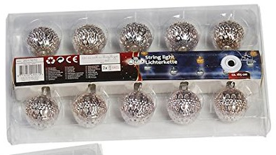 Christmas Gift 49041 Lichterkette Weihnachten 10LED Spielzeugeisenbahn, Batteriebetrieben 2xAA, Batterien