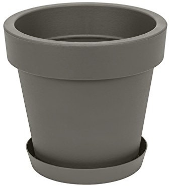 Prosperplast Blumentopf Übertopf inkl. Untersetzer Blumenkübel 29.5 x 27.5 cm grau Pflanzkübel Pflanztopf Kunststoff Lofly