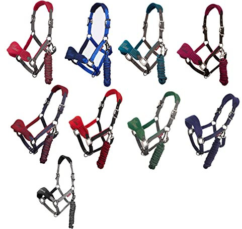 LeMieux Vogue Fleece Headcollar and Leadrope Halfter, schwarz/grau, Volle Größe