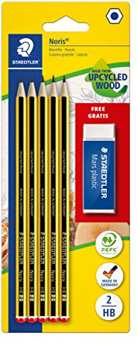 Staedtler Noris Bleistiftset 5Bleistifte Hb Radiergum, Schwarz, 6 Bleistifte + 1 Radiergummi, 120 A SBKDST