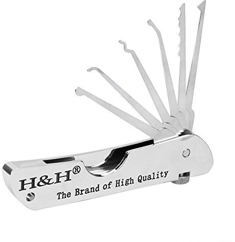 WASOON H&H Lock Folding Single Hook Picks Portable Padlock Training Tool Set Jackknife Locksmith Repairing Tools Quick Openers