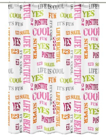 Kleine Wolke Duschvorhang Script, 180 x 200 cm, Multicolor | OEKO-TEX zertifiziert, wasserabweisend, verstärkte Ösen, mit Beschwerungsband, weiches Textilgewebe, maschinenwaschbar