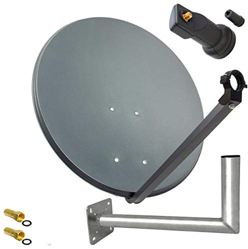 PremiumX Satelliten-Komplettanlage 45cm Anthrazit Satelliten-Schüssel Single LNB Wandhalter 45cm ALU, SAT für 1 Teilnehmer