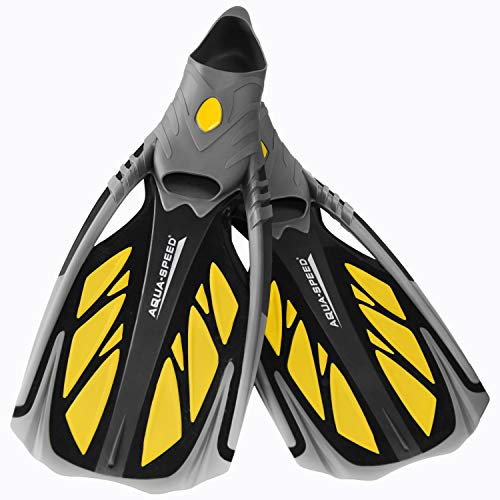 Aqua Speed INOX Unisex Flossen für bequemes Schnorcheln Tauchen Schwimmen | Taucherflossen | Schwimmflossen | Schnorchelflossen, 38/39, grau/gelb