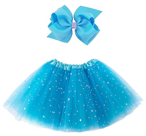 Jastore® Girls Layered Stars Sequins Tutu Skirt Princess Ballet Dance Dress (Blue)