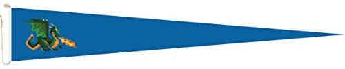 U24 Langwimpel Feuerspuckender Drache blau Fahne Flagge Wimpel 200 x 40 cm Premiumqualität