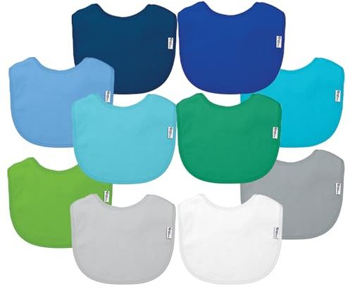 green sprouts Stay-dry Baby Bibs (10 pack) Waterproof protection, Adjustable hook-&-loop closure, Machine washable