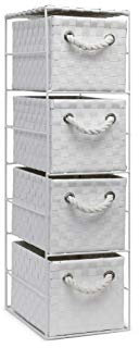 Arpan White 4 Drawer Storage Cabinet Unit Ideal for Home/Office/Bedrooms (4-Drawer Unit -18x25xH65cm)