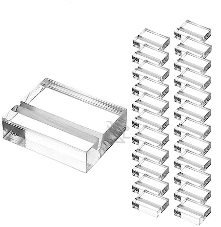 OnFireGuy 24pcs Place Card Holder Display Stands | 1.25 Acrylic Card Holders for Wedding Place Cards Table Numbers Product Labels Slotted Card Stands