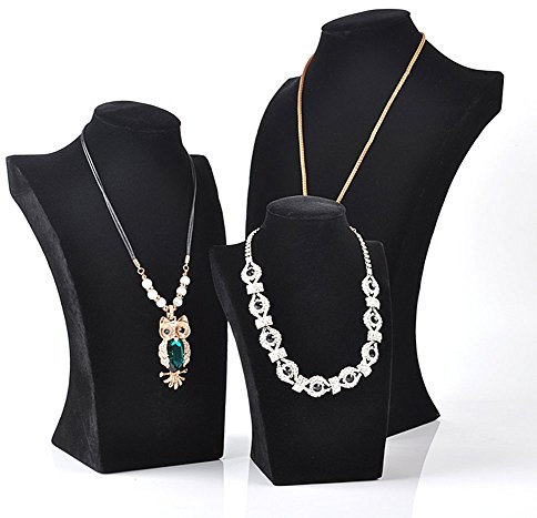 Sinoba Schmuckbüste Schmuckhalter Kettenhalter Schmuckständer schwarz (H2: 25 cm)