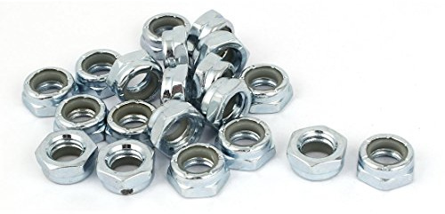 sourcingmap 20pcs écrou de Blocage écrou Autobloquant 3/8 pouce-16 plaqué zinc Nylon Insert hexagonale