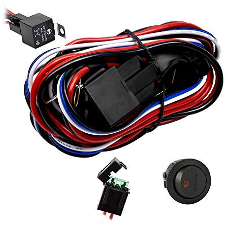 Eyourlife Faisceau Electrique avec Relais et Interrupteur pour Rampe Barre Phare Projecteur LED SUV ATV et Camion Tout-terrain (300W)