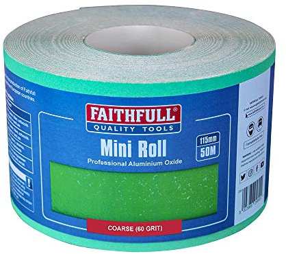 Faithfull FAIAR11560G 50M Coarse (60 Grit) Sandpaper Roll Green (Pro) 115mm x 50M