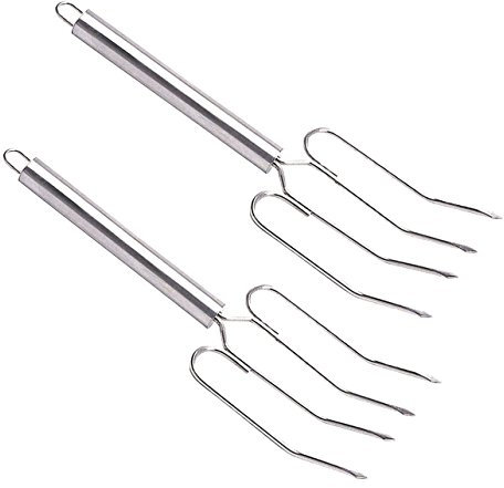 MasterClass Stainless Steel Meat Lifting Forks (Set of 2), Silver