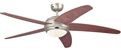 132 cm Deckenventilator Bendan 72564 mit Einzelleuchte und fünf Flügeln, Ausführung in dunklem Zinn mit Opalmilchglas