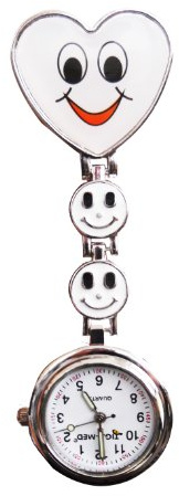 Schwesternuhr Tigaheart Smiley Design Weiss Clip und Batterie 1 Stück Kitteluhr Krankenschwesteruhr Pflegeruhr Pulsuhr