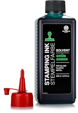 250 ml Solvent Stempelfarbe grün, auf Lösemittelbasis für nichtsaugende und nichtporöse Untergründe, lasierend