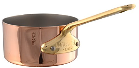 Mauviel M'Minis Polished Copper & Stainless Steel Sauce Pan With Brass Handle, 3.5-in, Made in France