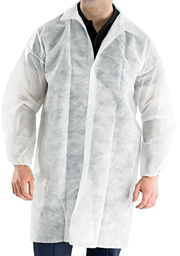 BBrand Polyprop Disposable Visitor's Coat - White, XL, Adults, Healthcare Visitors, Professionals requiring protective clothing, Coat