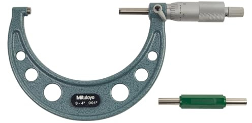 Mitutoyo 103-180, Outside Micrometer, 3-4 Measuring Range, 0.001 Graduation, +/-0.00015 Accuracy, High-Accuracy Thickness Measurement with Smooth Stop Control and Reliable Repeatability