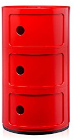 Kartell Componibili, 3 Elements, Rot, Runde Basis