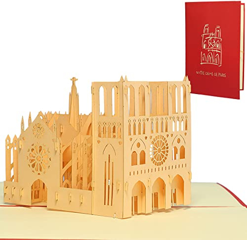LIN 17432 3D POP UP Grußkarte, inklusiv Umschlag Notre Dame de Paris, rot