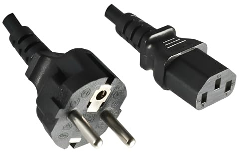 DINIC Netzkabel Schutzkontaktstecker gerade auf C13 (5,00m, schwarz)