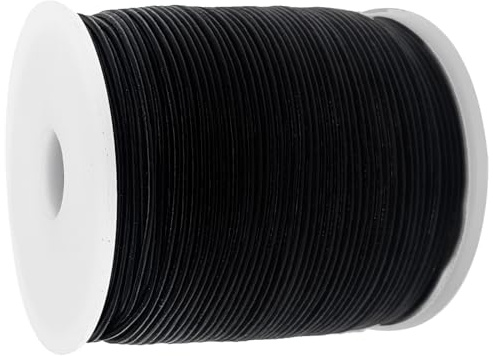 Rocchetto cordoncino di cuoio, ca. 1 mm, nero, lunghezza a scelta, Pelle, 30 m