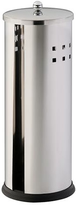 Axentia 282240 Portarotoli Verticale per Carta Igienica di Riserva con Coperchio, Metallo, Argento, 39,4x14,8x14,4 cm