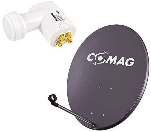 Comag LQP Antenna Satellitare 444 Set (antenna in acciaio, Quattris LNB universale), 80 cm Grigio Chiaro