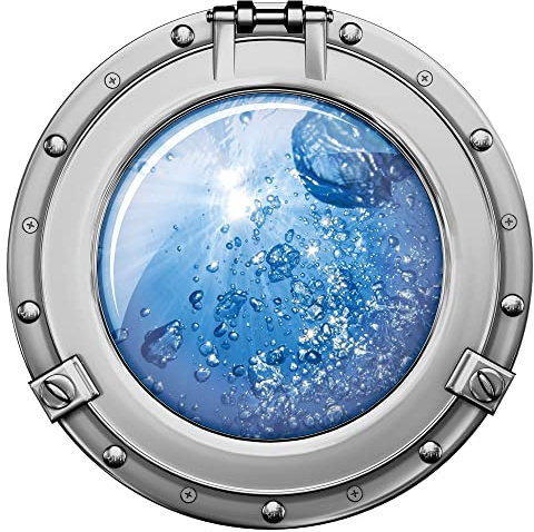 GRAZDesign Wandtattoo Badezimmer Bullauge Wasser | Wandsticker Wandaufkleber Bad, Tür, Fliesenaufkleber Klebefolie Waschmaschine Fliesen | Maritime Deko Meer - 50x50cm