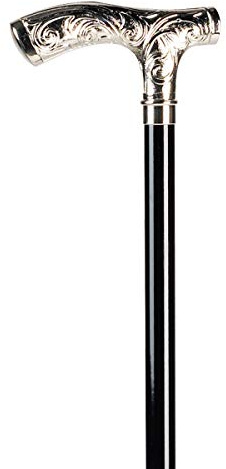 Verzierter Gehstock mit Fritzgriff verchromt Ossenberg Buchenstock Chrom 4 Starr