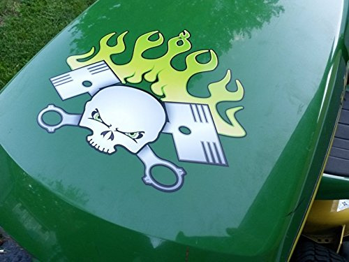 Hood Decal - PistonHead - 16 Colors - for John Deere & All Riding Ride on Lawn Garden Mower Tractor Racing (Sour Apple)