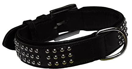 Nobby Leder Halsband VINTO, schwarz 55 cm (48-52 cm), 35 mm, 1 Stück