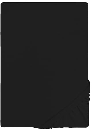 Castell 0077113 Spannbetttuch Jersey Stretch (Matratzenhöhe max. 22 cm) 1x 180x200 cm > 200x200 cm, schwarz