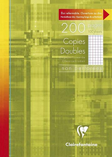 Clairefontaine 57222C Packung (mit 100 Kanzleibögen, nicht perforiert, kariert mit Rand, ideal für die Schule) weiß