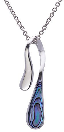 Silverly Femmes Argent 925 Ormeau Coquillage Larme Pendentif Collier, 46 cm