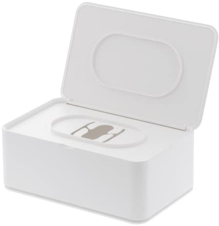 YAMAZAKI 3255 SMART Estuche de pañuelos húmedos, blanco, Resina ABS/Polietileno, minimalista, 19 x 12 x 7.5 cm